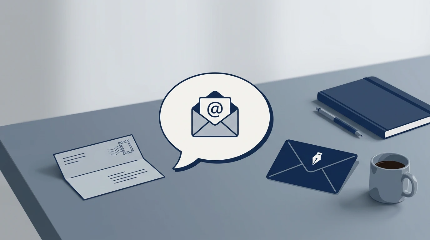 Conceptual illustration of contacting an editorial team by message and post