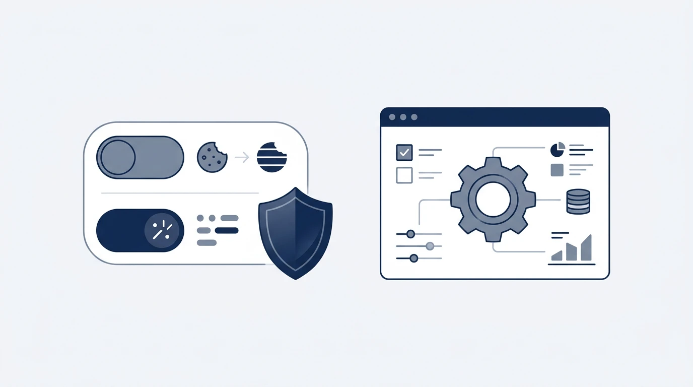 Conceptual illustration of cookie consent and browser privacy controls