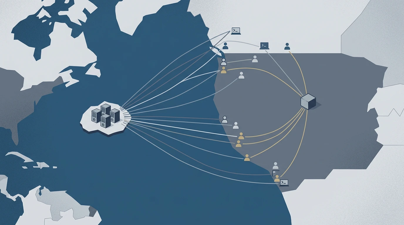 Conceptual map illustrating point-of-consumption licensing reaching operators based abroad